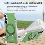 For Samsung Galaxy A27 5G Magnetic Case Ring Kickstand Fine Grid Texture Leather + PC + TPU Phone Cover