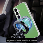 For Samsung Galaxy A27 5G Magnetic Case Ring Kickstand Fine Grid Texture Leather + PC + TPU Phone Cover