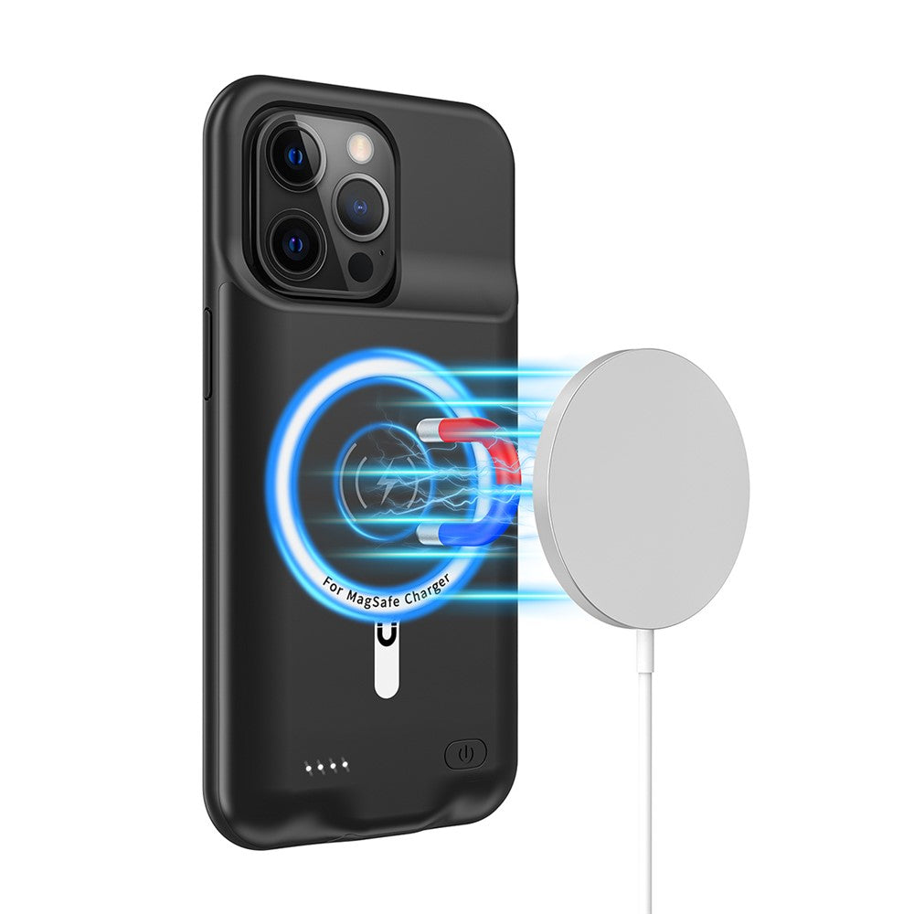 B98S For iPhone 13 Pro 6.1 inch 7000mAh Charging Case Rechargeable Battery Back Shell Compatible with MagSafe Wireless Charger (Support Audio)