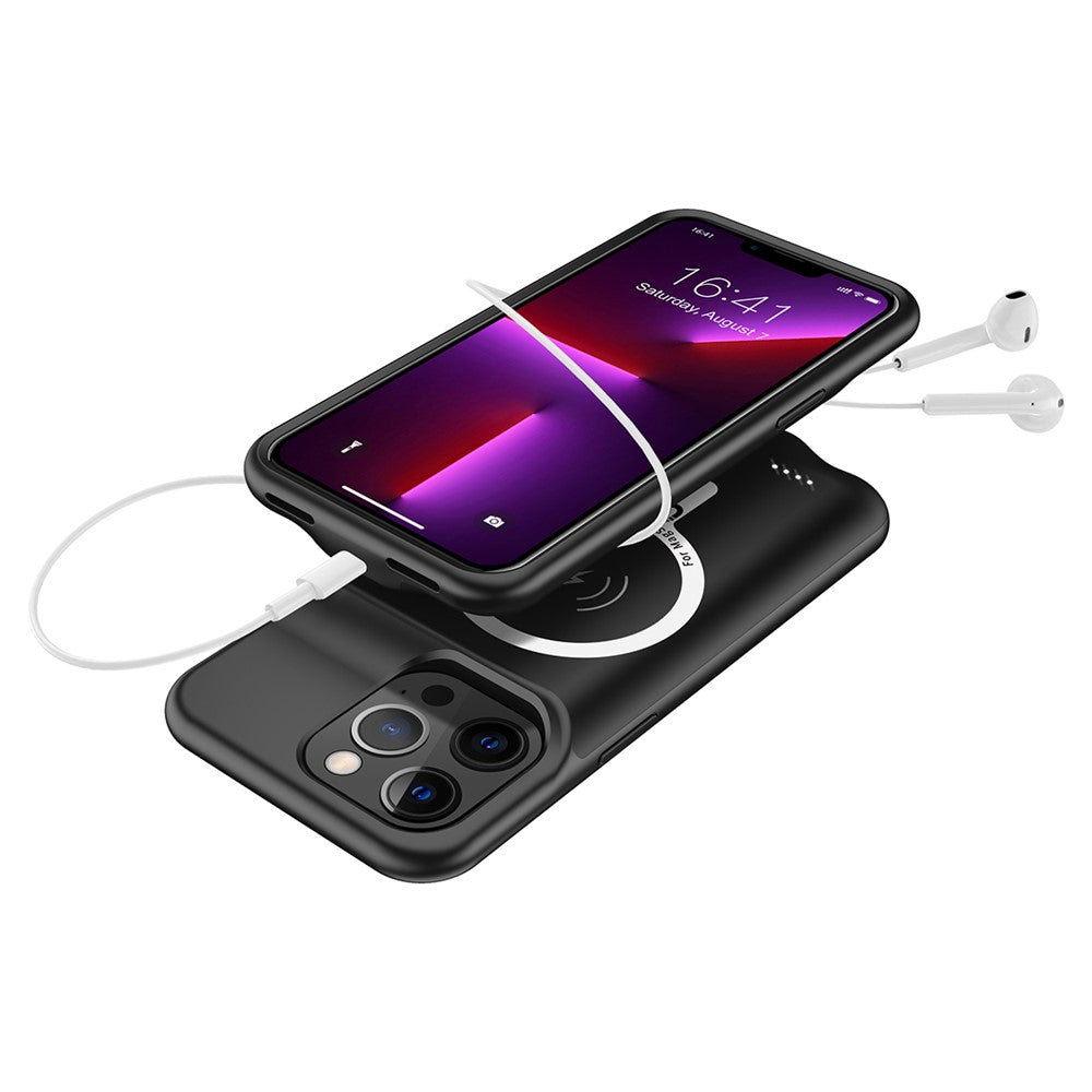 B98S For iPhone 13 Pro 6.1 inch 7000mAh Charging Case Rechargeable Battery Back Shell Compatible with MagSafe Wireless Charger (Support Audio)