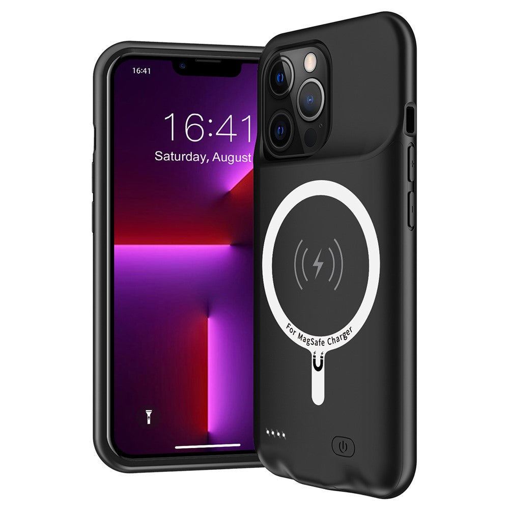 C88 For iPhone 13 Pro Max 6.7 inch 8500mAh Rechargeable Battery Power Bank Soft TPU Edge ABS Charging Case Compatible with MagSafe Wireless Charger (Support Audio)