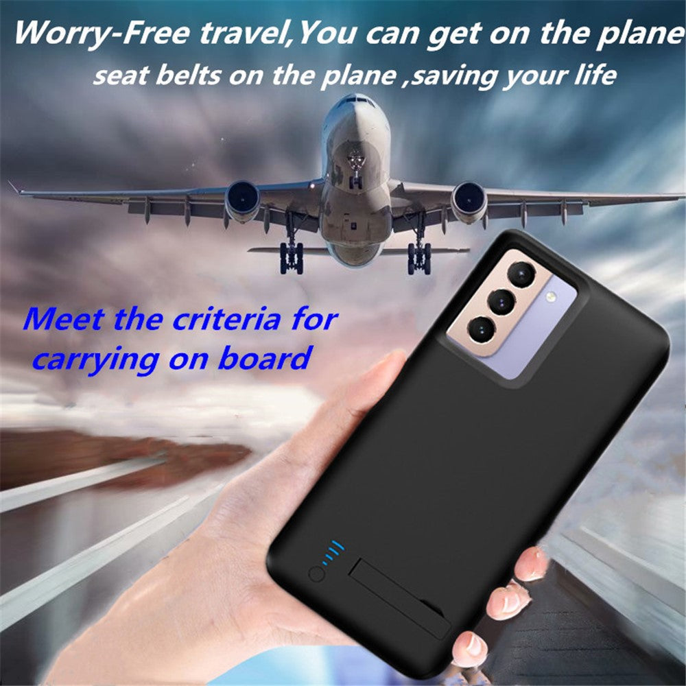 T20 For Samsung Galaxy S22 5G Kickstand Design 4800mAh Soft TPU Edge Phone Charging Case Extended Battery Power Bank