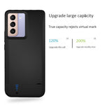 E89 För Samsung Galaxy S21 4G/5G 4800mAh Bakklämma Powerbank Uppladdningsbart Utökat Batteri Stativdesign Mjukt TPU-kant Mobilmobil Laddningsskal Baksida