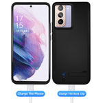 E89 För Samsung Galaxy S21 4G/5G 4800mAh Bakklämma Powerbank Uppladdningsbart Utökat Batteri Stativdesign Mjukt TPU-kant Mobilmobil Laddningsskal Baksida