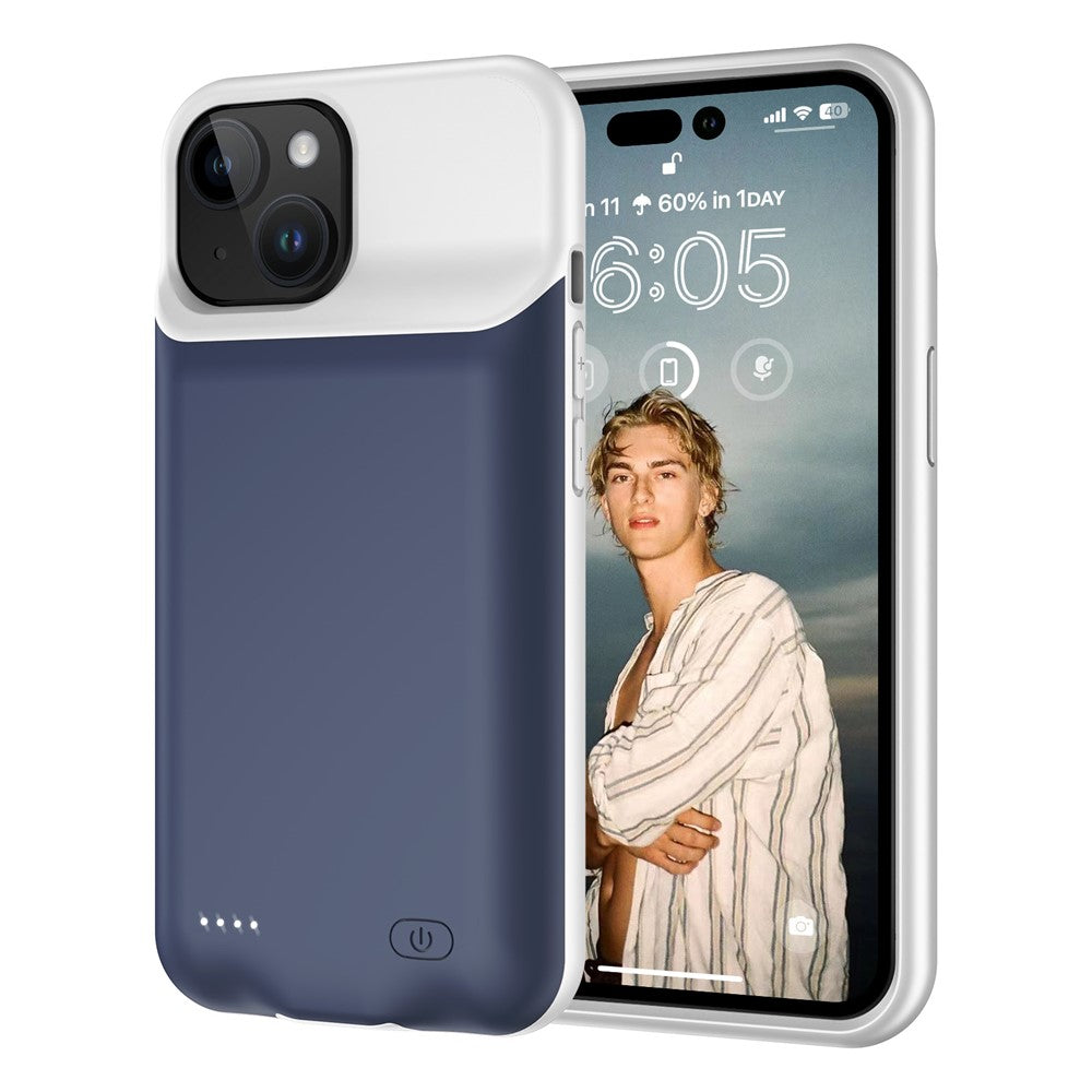 Batterifodral till iPhone 15, uppladdningsbart batteripaket på 7000 mAh, laddningsfodral för telefon