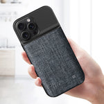 For iPhone 15 Pro Max 6800mAh Battery Case Oxford Cloth Protective Rechargeable Power Bank Phone Cover (No CE Certificate)