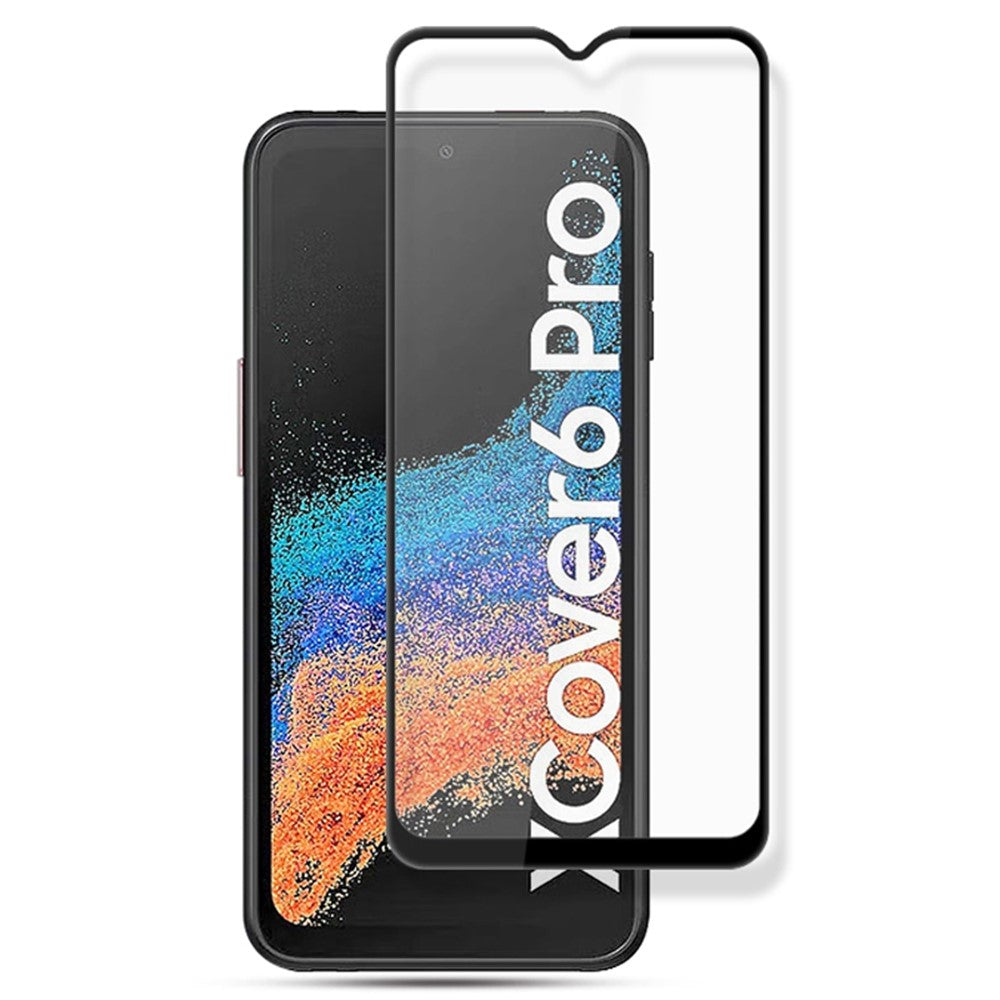 AMORUS För Samsung Galaxy Xcover6 Pro 5G Härdat Glas Skärmskydd, Sekundärt Förstärkande Silk Print Heltäckande Helklistrad Film