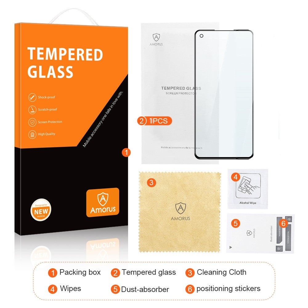 AMORUS For Oppo A57 (2022) 5G / A77 5G Full Screen Protector Silk Printing Full Glue Secondary Strengthening Tempered Glass Film