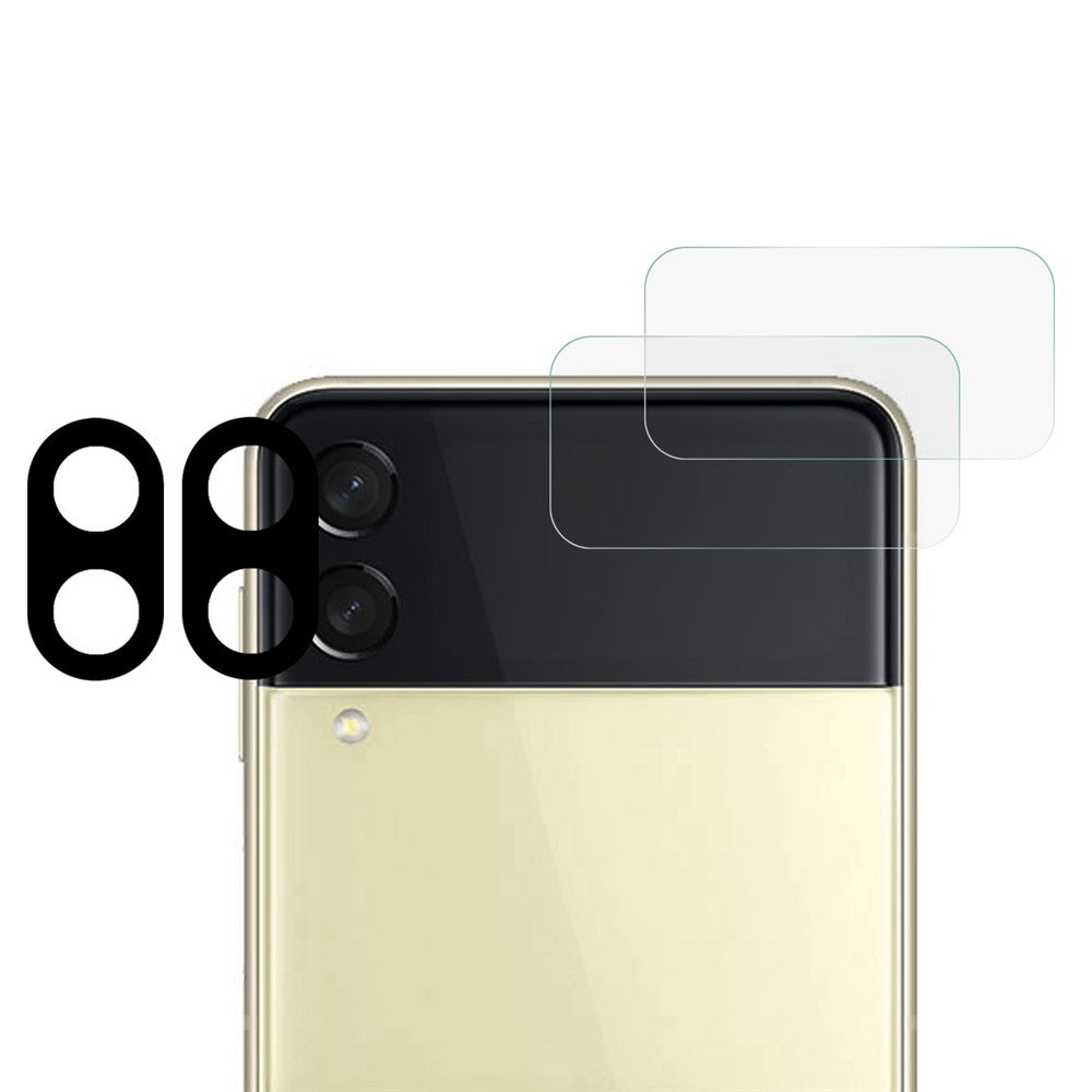 Samsung Galaxy Z Flip4 5G 2 set med 3D-silkestryck, härdat glas, kameralinsfilm + 2,5D HD klart bakre skärmskydd