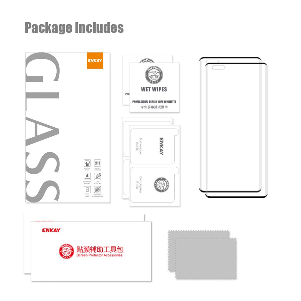 ENKAY HAT PRINCE 2Pcs / Set for Huawei nova 10 Pro 4G 3D Curved Full Screen Protector Side Glue Tempered Glass Support Fingerprint Unlock