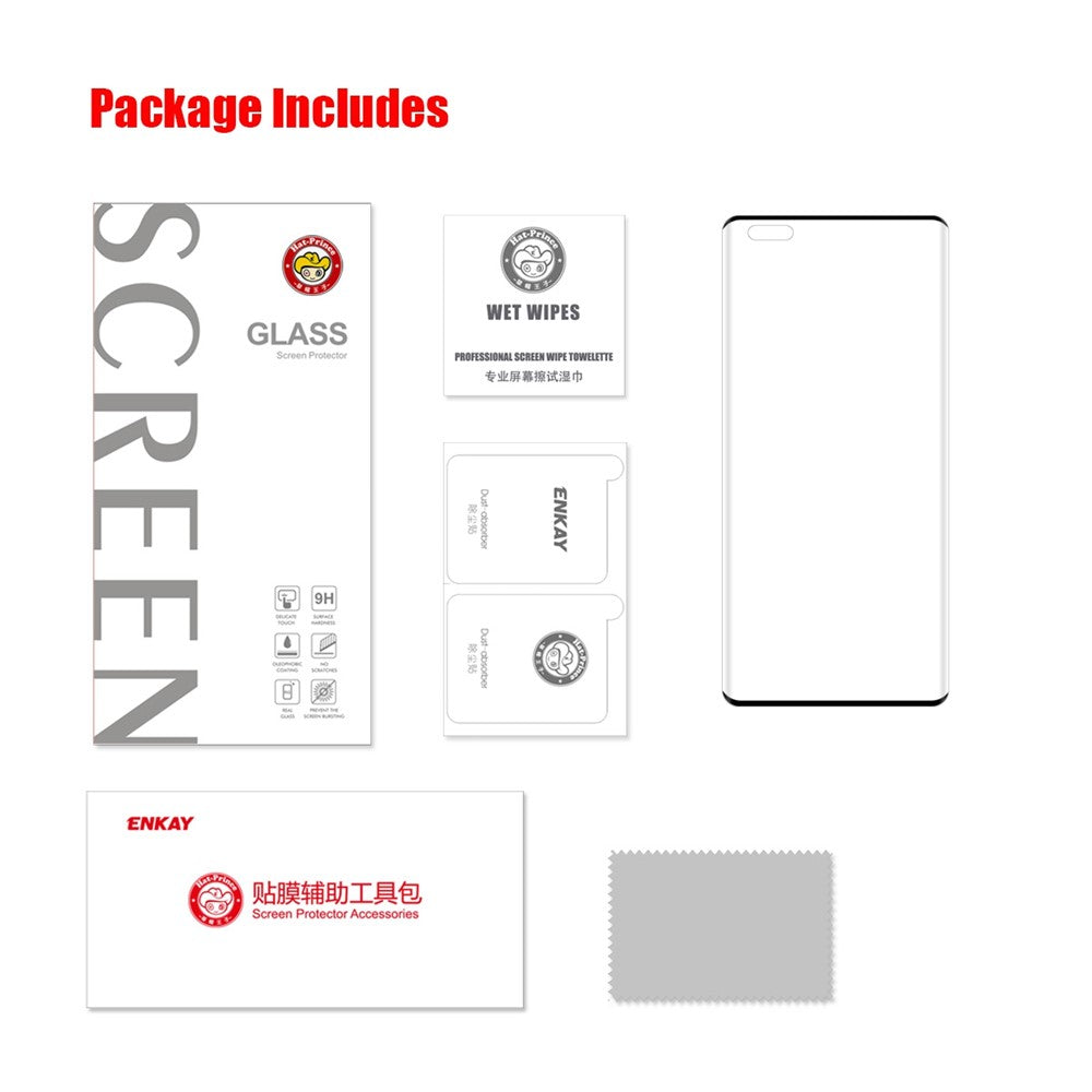 ENKAY HAT PRINCE For Huawei nova 10 Pro 4G Tempered Glass Screen Protector 3D Curved Side Glue Full Cover Film Support Fingerprint Unlock