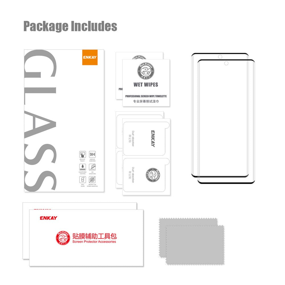 ENKAY HAT PRINCE 2Pcs / Set for Huawei nova 10 4G 3D Curved Tempered Glass Screen Protector Support Fingerprint Unlock