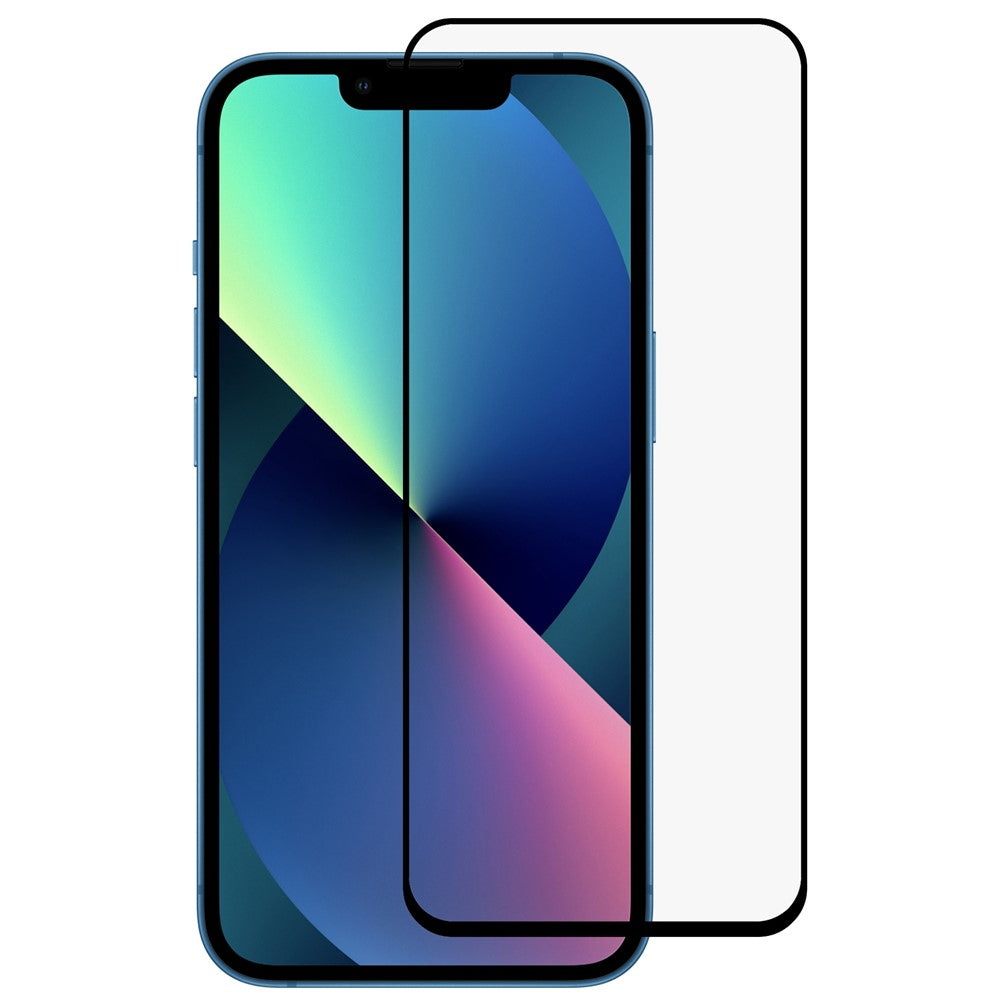RURIHAI til iPhone 14 6,1 tommer fuldt dækkende skærmbeskytter Sekundær hærdning 9H 2.5D HD fuldlimet aluminium-silicium glasfilm