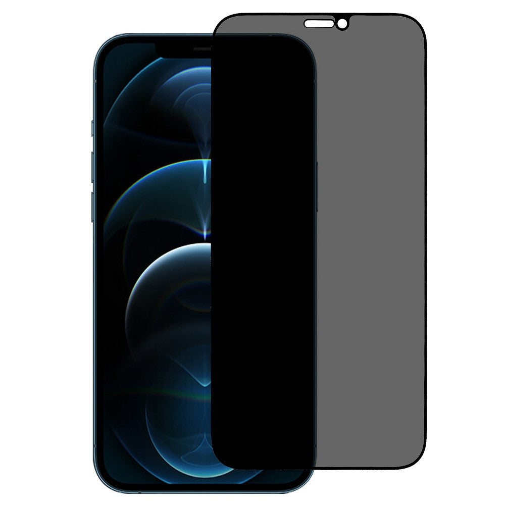 iPhone 12/12 Pro 6,1 tum Anti-spion silkestryck helskärm hög aluminium-kisel glasfilm heltäckande reptåligt härdat glas skärmskydd