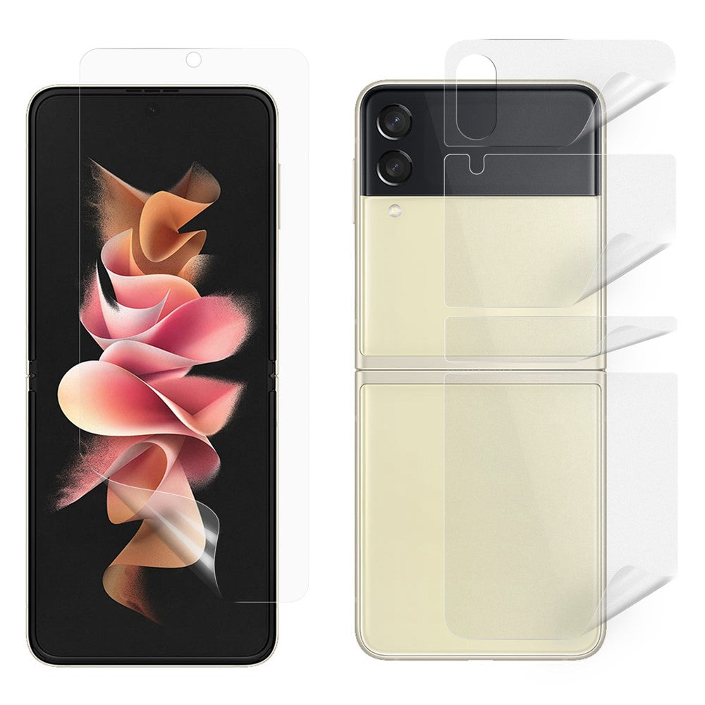 Til Samsung Galaxy Z Flip4 5G 1 sæt front- og bagside blød TPU-beskytter Slidstærk fuld dækkende beskyttelsesfilm