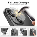 ENKAY HAT PRINCE For iPhone 14 6.1 inch / 14 Plus 1 Set Camera Lens Protector HD Anti-explosion Tempered Glass Aluminum Alloy Ring Film