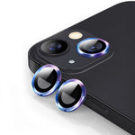 ENKAY HAT PRINCE For iPhone 14 6.1 inch / 14 Plus 1 Set Camera Lens Protector HD Anti-explosion Tempered Glass Aluminum Alloy Ring Film