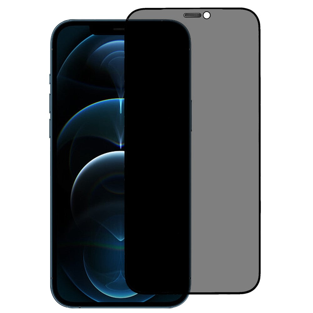 Til iPhone 12 Pro Max 6,7 tommer Højt aluminium-siliciumglas privatlivsskærmbeskytter Silketryk Fuld dækning Fuld lim Antistatisk støvtæt film med automatisk justeringsværktøj