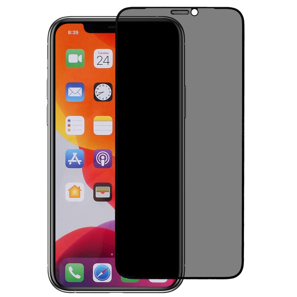 For iPhone 11 Pro Max / XS Max 6,5 tommer silketrykt beskyttelsesglas i aluminium-silikatglas med fuld dækning, fuld lim, antistatisk film med støvtæt net