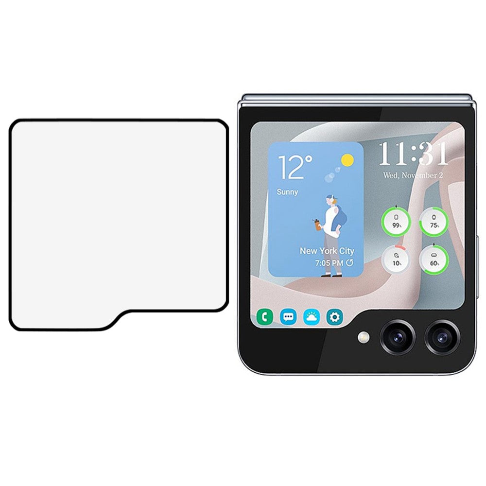 For Samsung Galaxy Z Flip7 FE 5G / Z Flip6 5G / Z Flip5 5G Screen Protector Silk Printing Tempered Glass Full Glue Film (Outer Screen)