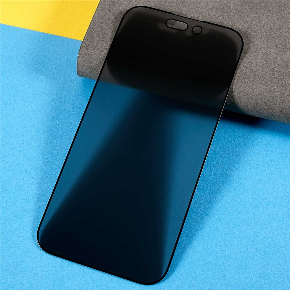 Til iPhone 14 Pro Max 6,7 tommer Anti-spion Mat Hærdet Glas Kant med Lyse Silketryk Fuld Dækning Fuld Lim Skærmbeskytter