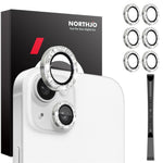 NORTHJO 3 Sets for iPhone 15 / 15 Plus / 14 / 14 Plus Lens Protector Glitter Metal Ring Tempered Glass Lens Film