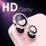 NORTHJO 3 Sets for iPhone 15 / 15 Plus / 14 / 14 Plus Tempered Glass Lens Protector CD Veins Metal Ring Lens Film