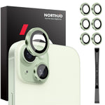 NORTHJO 3 Sets for iPhone 15 / 15 Plus / 14 / 14 Plus Tempered Glass Lens Protector CD Veins Metal Ring Lens Film