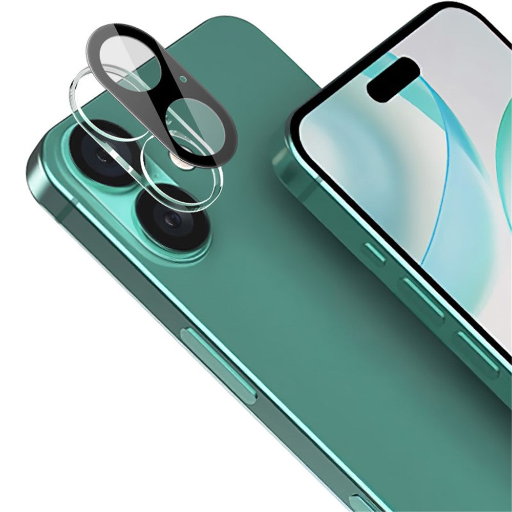 IMAK til iPhone 16 / 16 Plus Kameraglasbeskyttelse+Akryl Linsehætte Hærdet Glas Linsefilm HD Klar (Sort Version)
