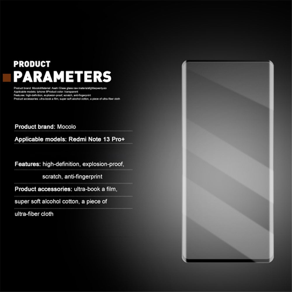 MOCOLO 25Pcs For Xiaomi Redmi Note 13 Pro+ 5G Screen Protector Tempered Glass Film 3D Curved Full Coverage