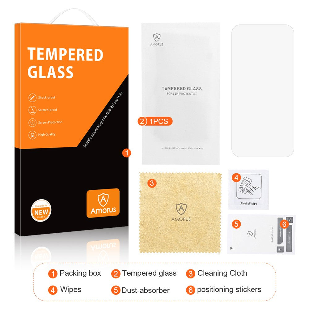 AMORUS For iPhone 16 Plus Screen Protector 2.5D Anti-Explosion High Aluminum-Silicon Glass Film
