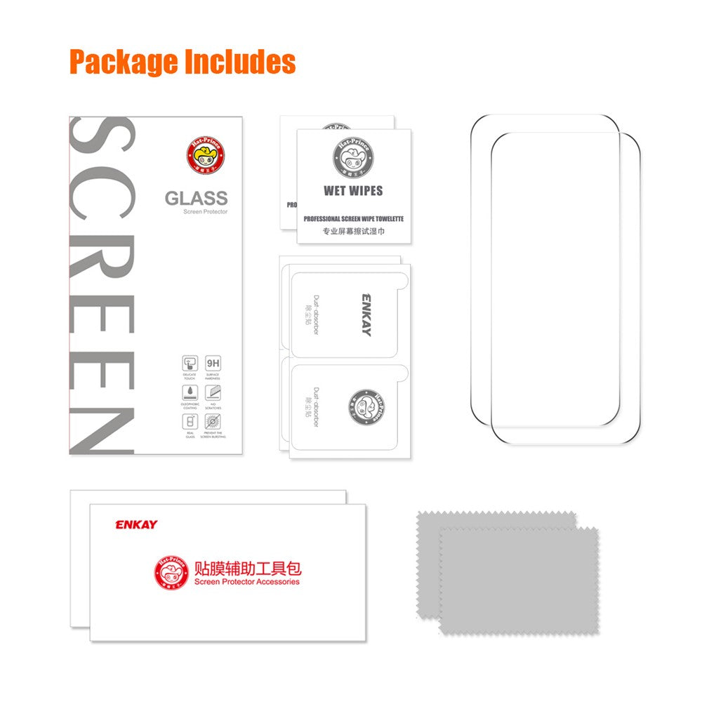 ENKAY HAT PRINCE 2Pcs For iPhone 16 Plus / 15 Plus Sensitive Touch High Aluminium-Silicon Glass HD Film