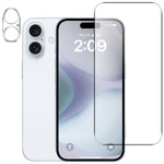 For iPhone 16 Plus Anti-Explosion 9H Tempered Glass Screen Protector + Camera Lens Protector