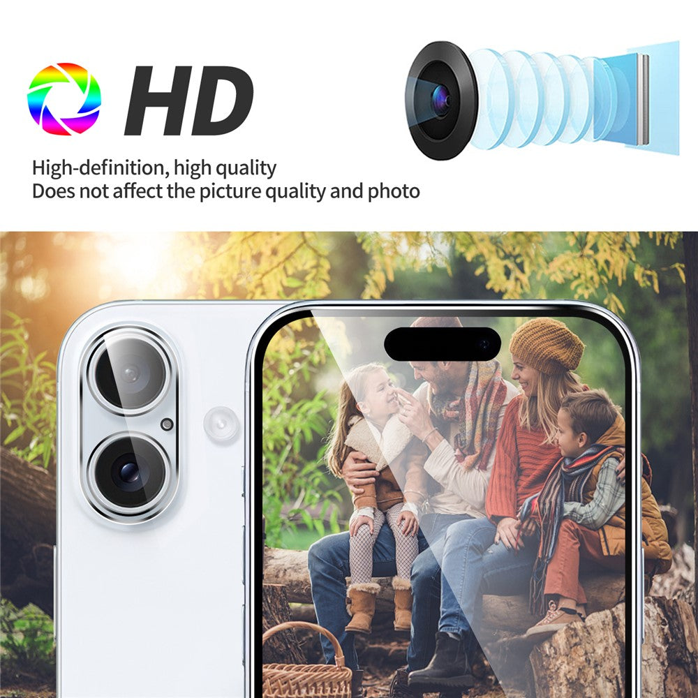 For iPhone 16 Plus Anti-Explosion 9H Tempered Glass Screen Protector + Camera Lens Protector