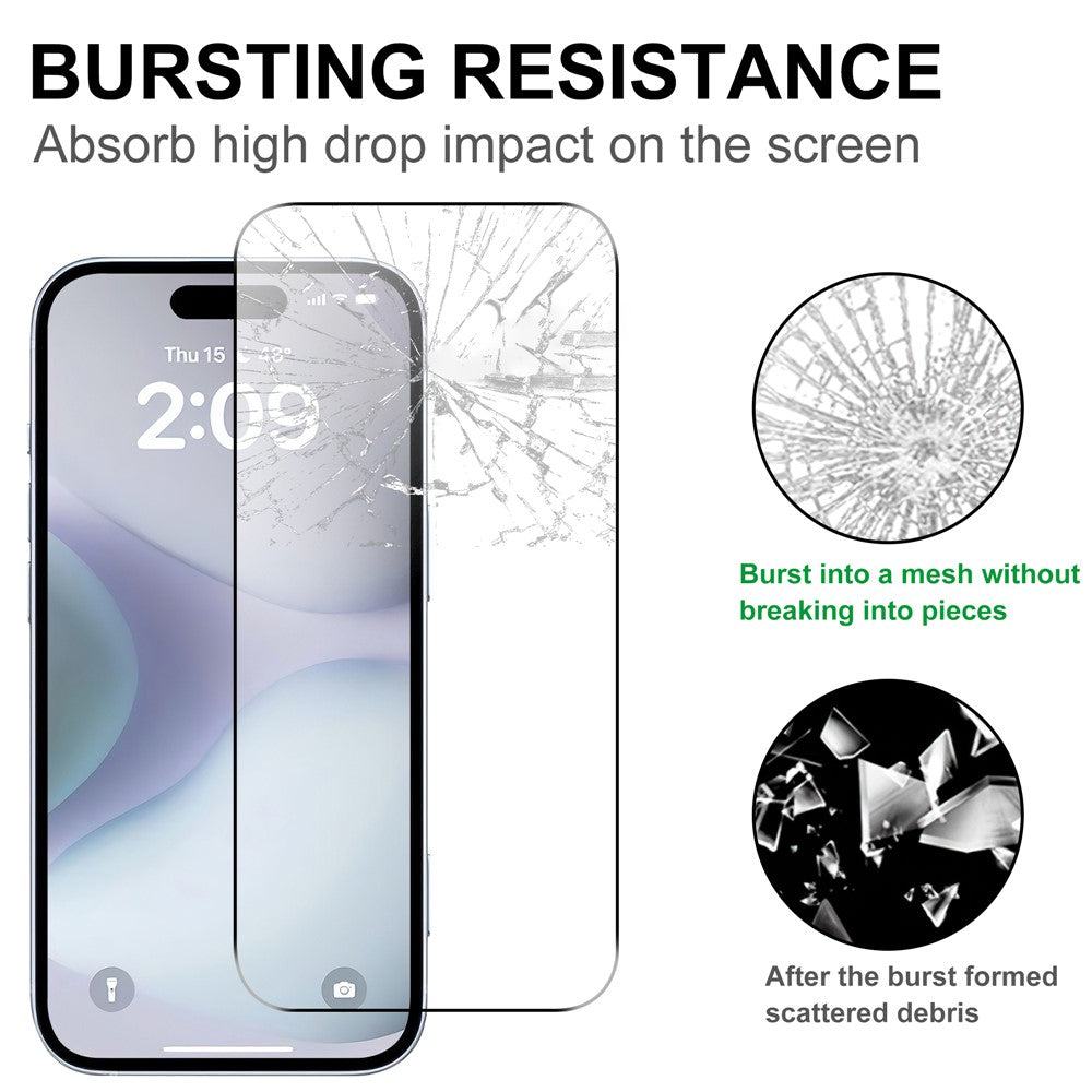 For iPhone 16 Plus Anti-Explosion 9H Tempered Glass Screen Protector + Camera Lens Protector