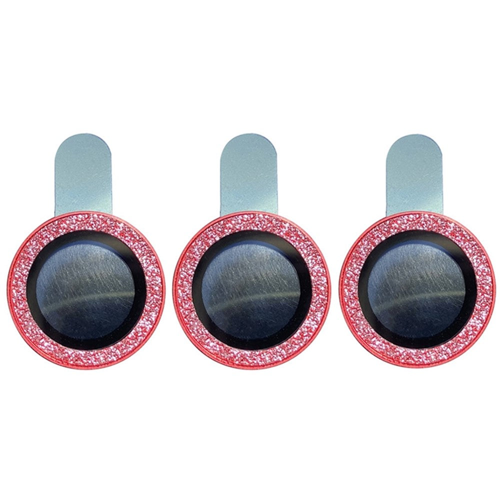 For iPhone 12 Pro Max 6.7 inch 3Pcs / Set Stylish Fine Glitter Powder Design Tempered Glass Camera Lens Protector Cover Film