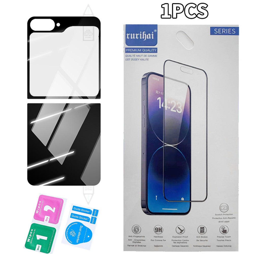 RURIHAI 1 set för Samsung Galaxy Z Flip6 5G bakre skärmskydd bakstycke hög aluminium-kiselglas