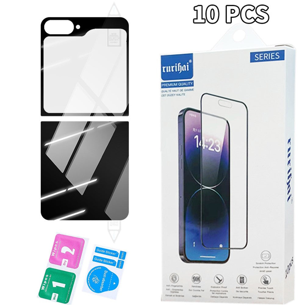 RURIHAI 10-set för Samsung Galaxy Z Flip7 FE 5G / Z Flip6 5G bakre helskärmsskydd bakstycke film heltäckande lim