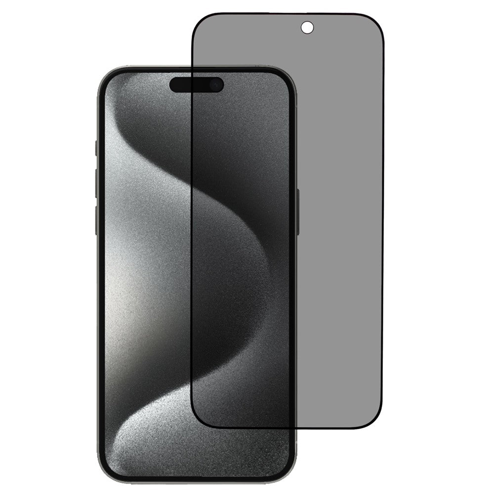 For iPhone 16 Matte Silk-Printing Tempered Glass Film 180-Degree Anti-Spy Screen Protector