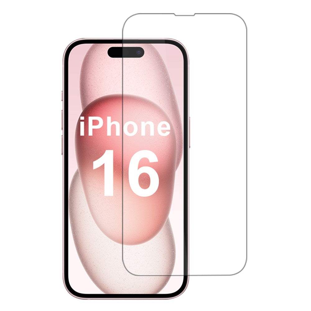 For iPhone 16 Screen Protector High Aluminum-Silicon Glass 2.5D, HD Clear