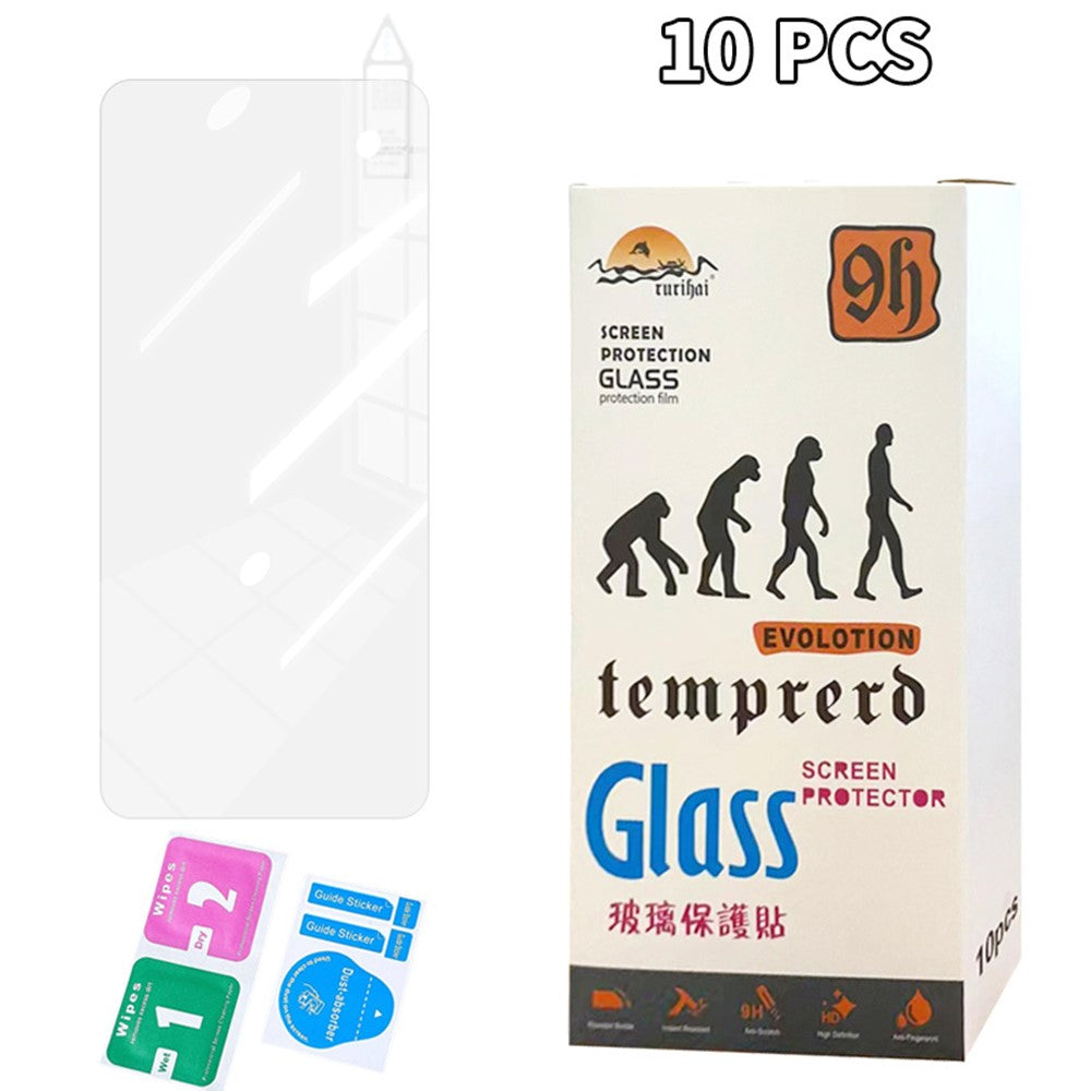 RURIHAI 10 stk. skærmbeskyttelse til Oppo A3 5G / Reno12 F 5G, 2.5D-film af høj aluminium-siliciumglas