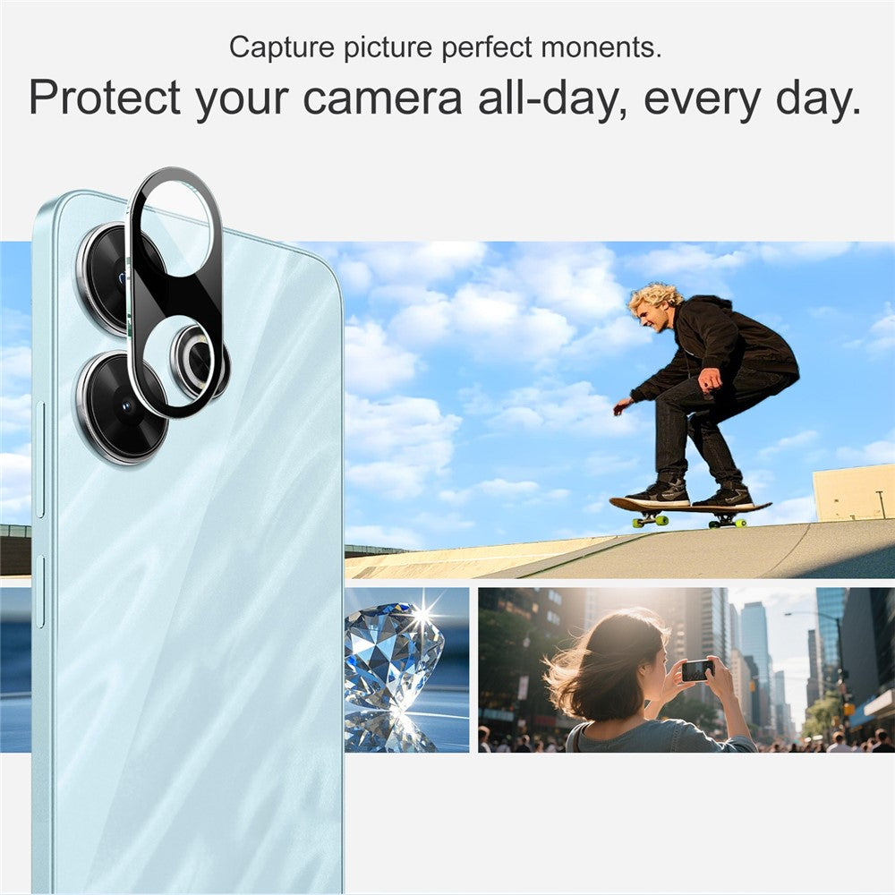 IMAK For Xiaomi Redmi 13 5G / 13 4G / Note 13R 5G / Poco M6 4G Camera Lens Protector+Acrylic Cap (Black Version)