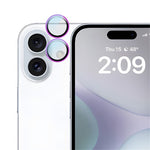 RURIHAI For iPhone 16 / 16 Plus Camera Lens Film Titanium Alloy Ring+Tempered Glass Lens Protector