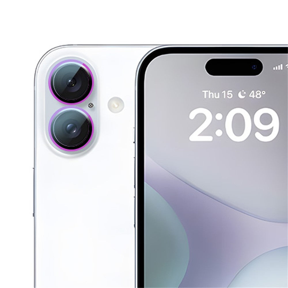 RURIHAI For iPhone 16 / 16 Plus Camera Lens Film Titanium Alloy Ring+Tempered Glass Lens Protector