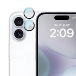 RURIHAI For iPhone 16 / 16 Plus Camera Lens Film Titanium Alloy Ring+Tempered Glass Lens Protector