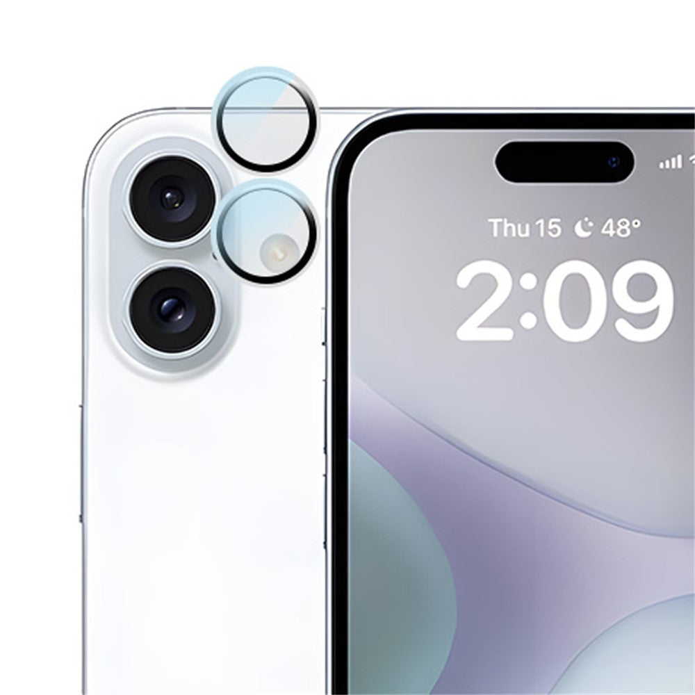 RURIHAI For iPhone 16 / 16 Plus Camera Lens Film Titanium Alloy Ring+Tempered Glass Lens Protector