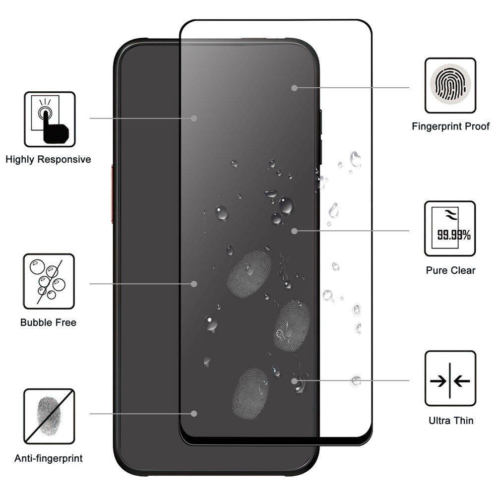 Til Samsung Galaxy Xcover6 Pro 5G Hærdet Glas Skærmbeskytter Eksplosionssikker Sort Kant Skærmbeskytter HD Klar Anti-fingeraftryk Fuld Lim AGC Skærmfilm