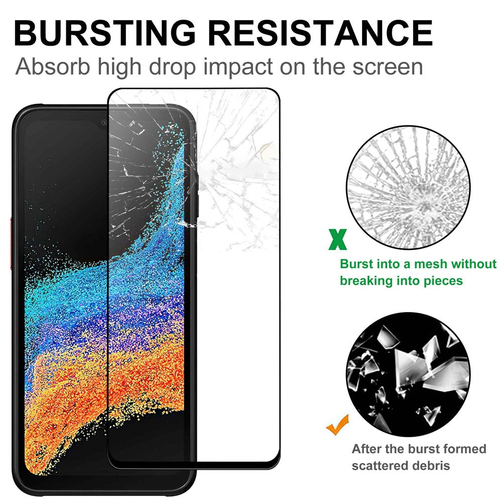 Til Samsung Galaxy Xcover6 Pro 5G Hærdet Glas Skærmbeskytter Eksplosionssikker Sort Kant Skærmbeskytter HD Klar Anti-fingeraftryk Fuld Lim AGC Skærmfilm