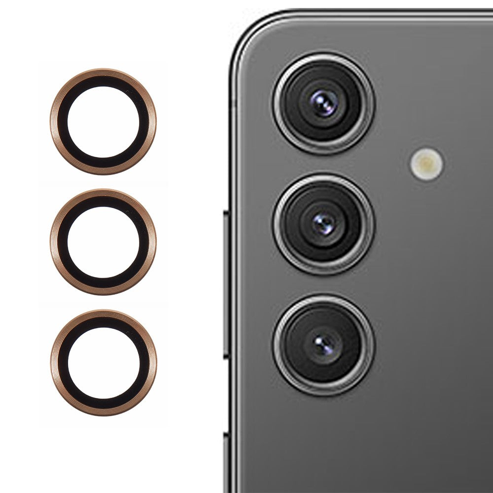 Til Samsung Galaxy S24 FE Kameralinsebeskyttersæt Metal + Hærdet glas Individuel ringfilm