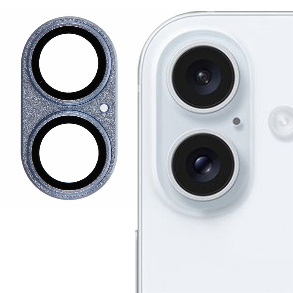 For iPhone 16 / 16 Plus Camera Lens Protector Integrated Clear Metal Frame+Tempered Glass Lens Film